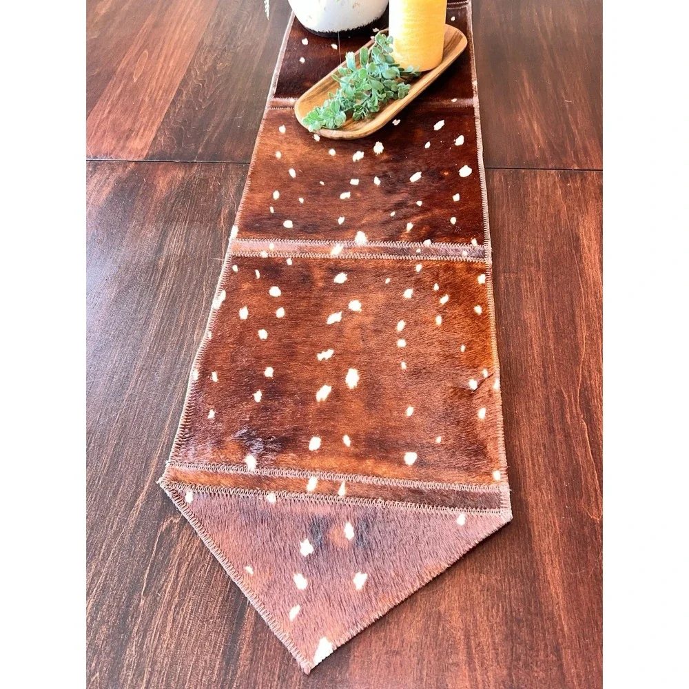 Luxury Cowhide Hair On Hide Leather Table Runner Made In Brazil, NWT